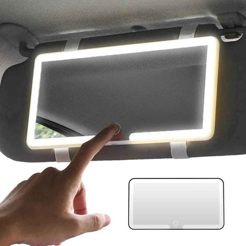 Car Sun Visor Makeup Mirror with LED Rechargeable and Dimmable Black, 3 Brightness Levels In Australia - Darrahopens