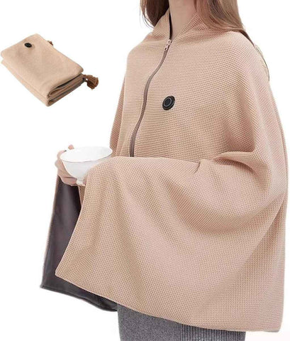 USB Heated Hooded Scarf with Zipper 3 Temperature Settings Apricot, 150 x 80 cm In Australia - Darrahopens