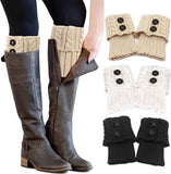 3 Pair Knitted Leg Warmers Button Cable Knit Black Beige White In Australia - Darrahopens