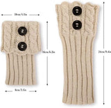 3 Pair Knitted Leg Warmers Button Cable Knit Black Beige White In Australia - Darrahopens