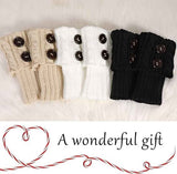 3 Pair Knitted Leg Warmers Button Cable Knit Black Beige White In Australia - Darrahopens