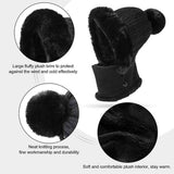Beanie and Neck Warmer Set Knitted Winter Hat with Pom Pom Black, One Size In Australia - Darrahopens