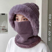 1 Piece Knitted Hat and Neck Warmer Set Fleece Lined Dusty Pink In Australia - Darrahopens