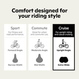 Black and Blue Bicycle Saddle Shock Absorbing Wide Seat Cushion Unisex, 26 x 17 x 9 cm