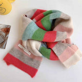 Womens Knitted Color Block Winter Scarf Off White Pink Green In Australia - Darrahopens