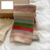 Womens Knitted Color Block Winter Scarf Off White Pink Green In Australia - Darrahopens