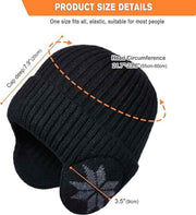 Winter Earmuff Hat Plush Knitted Fleece Lined Black