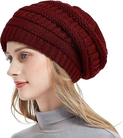 Womens Slouchy Ski Hat Warm Windproof with Satin Lining Bordeaux, 52-60 cm In Australia - Darrahopens