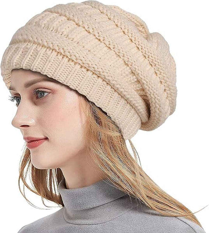Womens Slouchy Ski Hat Warm with Satin Lining Beige, 52-60 cm In Australia - Darrahopens