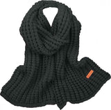 Knitted Winter Scarf Windproof Unisex Black, 160 x 23 cm