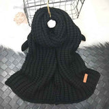 Knitted Winter Scarf Windproof Unisex Black, 160 x 23 cm