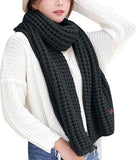 Knitted Winter Scarf Windproof Unisex Black, 160 x 23 cm