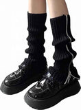 Knitted Leg Warmers Over the Knee Boot Socks with Zipper Black In Australia - Darrahopens