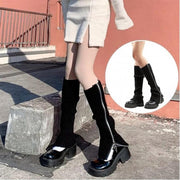Knitted Leg Warmers Over the Knee Boot Socks with Zipper Black In Australia - Darrahopens