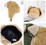 Winter Aviator Hat Thickened Cotton with Earmuffs Khaki, One Size In Australia - Darrahopens