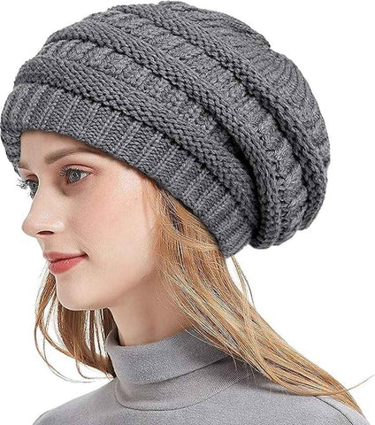 Womens Slouchy Ski Hat Warm with Satin Lining Dark Gray, 52-60 cm In Australia - Darrahopens