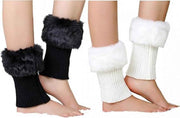 2 Piece Boot Cuff Socks Knitted Leg Warmers Black White, One Size In Australia - Darrahopens
