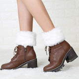 2 Piece Boot Cuff Socks Knitted Leg Warmers Black White, One Size