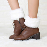2 Piece Boot Cuff Socks Knitted Leg Warmers Black White, One Size
