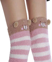 1 Pair Womens Fuzzy Fleece Knee Socks Plush House Socks Pink In Australia - Darrahopens
