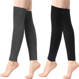 2 Pair Over the Knee Leg Warmers Knitted Long Socks Black Gray In Australia - Darrahopens