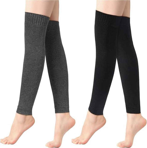 2 Pair Over the Knee Leg Warmers Knitted Long Socks Black Gray In Australia - Darrahopens