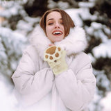 Fingerless Plush Winter Gloves Warm Cosplay Gloves for Women and Teen Girls