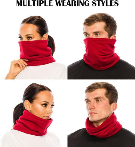 2 Pack Fleece Neck Warmers with Drawstring Red for Running and Cycling In Australia - Darrahopens