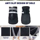 4 Piece Waterproof Dog Boots with Fleece Lining Non Slip Sole Black, Size XL