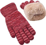 Womens Touchscreen Winter Gloves Thermal Knitted Fleece Lined Purple Red In Australia - Darrahopens