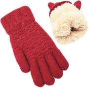 Womens Touchscreen Winter Mittens Thermal Knitted Fleece Lined Red In Australia - Darrahopens