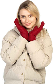 Womens Touchscreen Winter Mittens Thermal Knitted Fleece Lined Red In Australia - Darrahopens