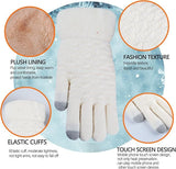 Womens Touchscreen Winter Gloves Thermal Knitted Fleece Lined White In Australia - Darrahopens