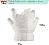 Womens Touchscreen Winter Gloves Thermal Knitted Fleece Lined White