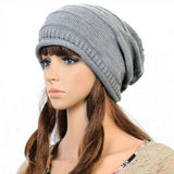 Womens Knitted Slouchy Beanie Winter Ski Hat Light Gray In Australia - Darrahopens