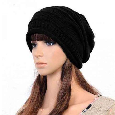 Womens Knitted Slouchy Beanie Winter Ski Hat Black In Australia - Darrahopens