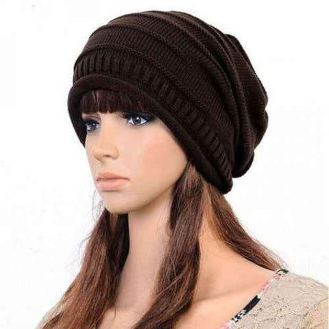 Womens Knitted Slouchy Beanie Winter Ski Hat Brown In Australia - Darrahopens