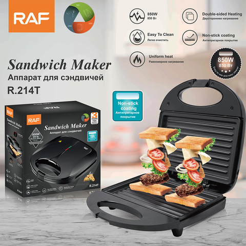 RAF R.214T Grill Steak Maker 750W Electric Press Griller, Ribbed Non-Stick Cooking Plate, 110-220V Multifunctional Breakfast Grill Machine In Australia - Darrahopens