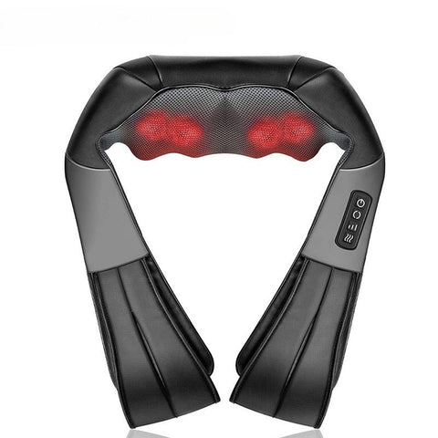 Shiatsu Neck Shoulder Massager with Red Light Heat, 8 Deep Kneading Nodes 3 Speed Bi-Directional Rotation Massage Shawl,  for Neck Back Waist Leg Home Office Car Use, AC & Car Adapters Included In Australia - Darrahopens