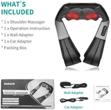 Shiatsu Neck Shoulder Massager with Red Light Heat, 8 Deep Kneading Nodes 3 Speed Bi-Directional Rotation Massage Shawl,  for Neck Back Waist Leg Home Office Car Use, AC & Car Adapters Included In Australia - Darrahopens