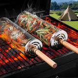 2-Piece Rolling Grill Baskets Stainless Steel for Vegetables Fish and Outdoor Grilling In Australia - Darrahopens