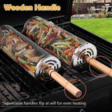 2-Piece Rolling Grill Baskets Stainless Steel for Vegetables Fish and Outdoor Grilling In Australia - Darrahopens