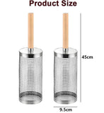 2-Pack Rolling Grill Baskets 304 Stainless Steel with Removable Wooden Handle for Vegetables and Shrimp, 35 x 9.5 cm In Australia - Darrahopens