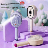 Electric Spray Hair Brush with Essential Oil Diffuser Scalp Massager Antistatic Pink