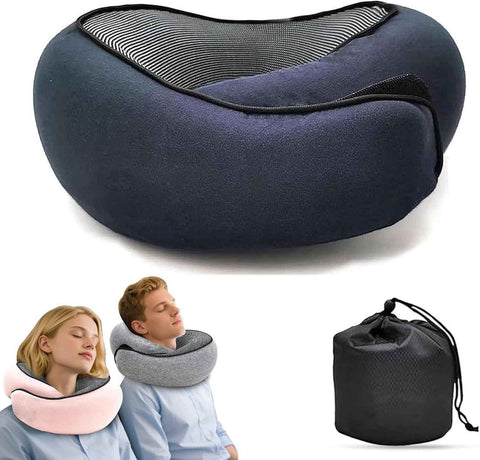 Travel Neck Pillow U-Shaped Memory Cotton for Airplane Sleep and Neck Support Blue In Australia - Darrahopens