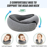 Travel Neck Pillow U-Shaped Memory Cotton for Airplane Sleep and Neck Support Gray