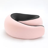 Travel Neck Pillow U-Shaped Memory Cotton for Airplane Sleep and Neck Support Pink