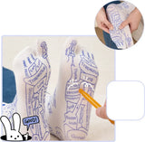 2-Pack Reflexology Massage Socks with Cotton Pressure Point Design and Massage Stick