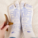 2-Pack Reflexology Massage Socks with Cotton Pressure Point Design and Massage Stick
