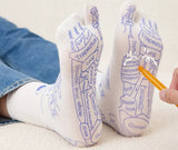 2-Pack Reflexology Massage Socks with Cotton Pressure Point Design and Massage Stick